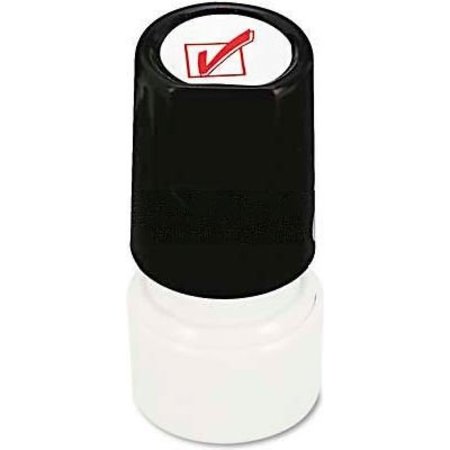 UNIVERSAL Universal Round Message Stamp, CHECK MARK, Pre-Inked/Re-Inkable, Red UNV10075***